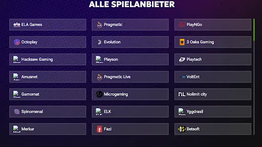 RTBet Alle Spielanbieter Übersicht